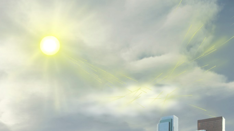 Illustration of scattered sunlight due to non-absorbing aerosols